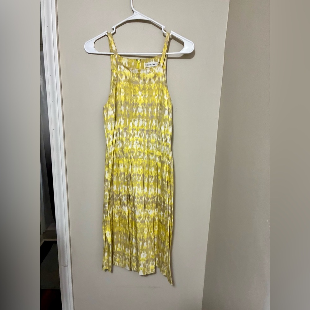 Calvin Klein Yellow and White Midi Dress